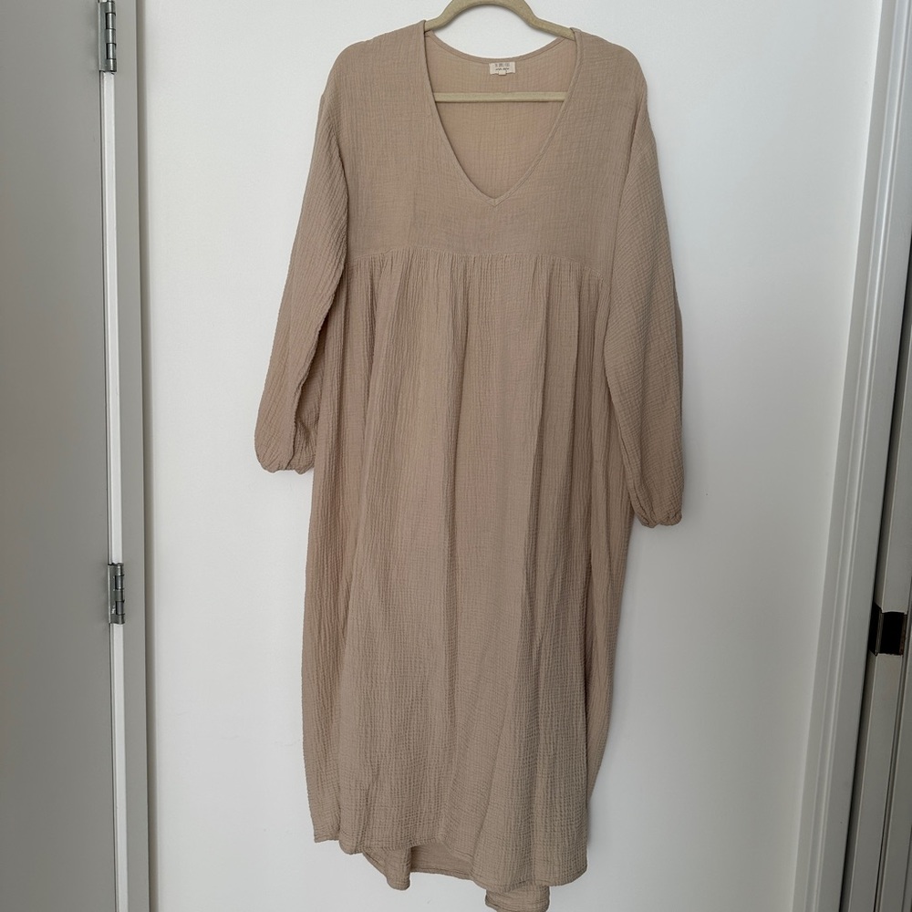Tan Summer Smock Dress
